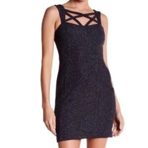 Eliza J Women Navy Blue Sparkly Glitter Sleeveless Strappy Mini Dress NWT